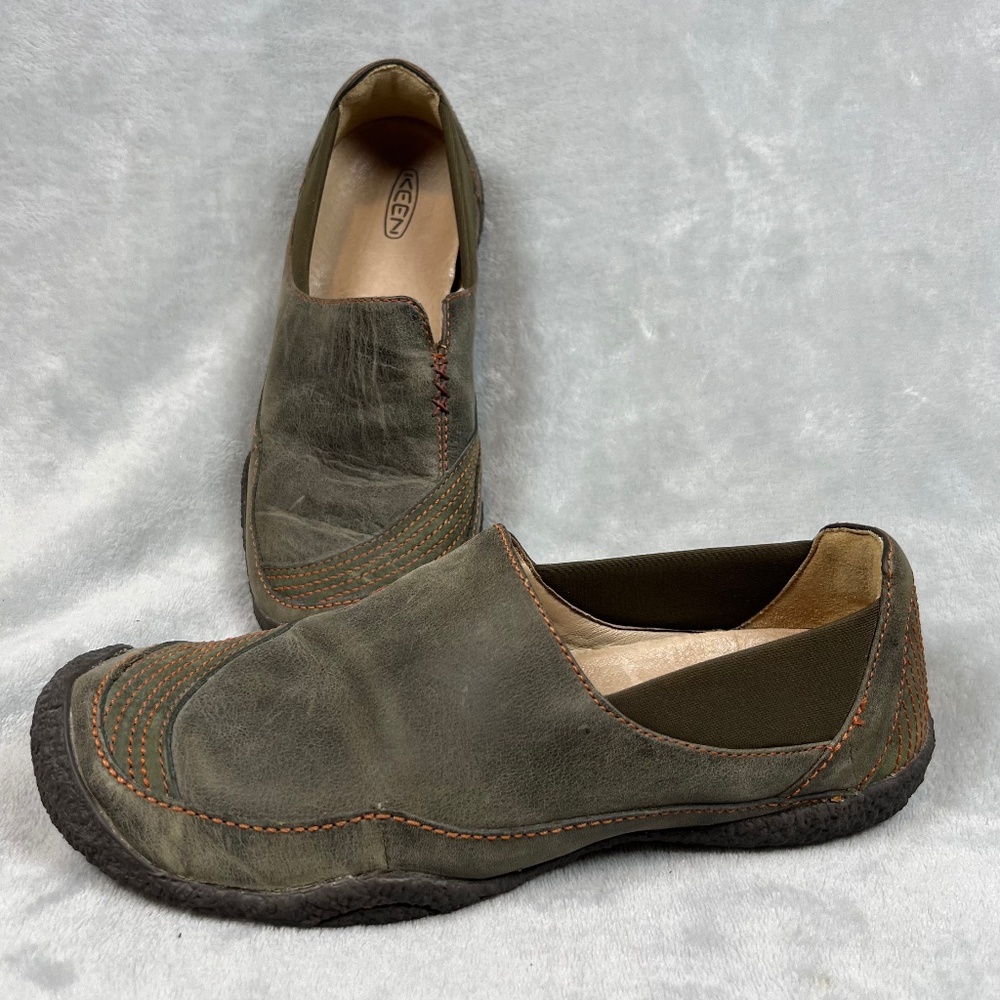 Women's Keen Leather Loafers Slip On Elastic Side US sz 8 - Picture 2 of 14